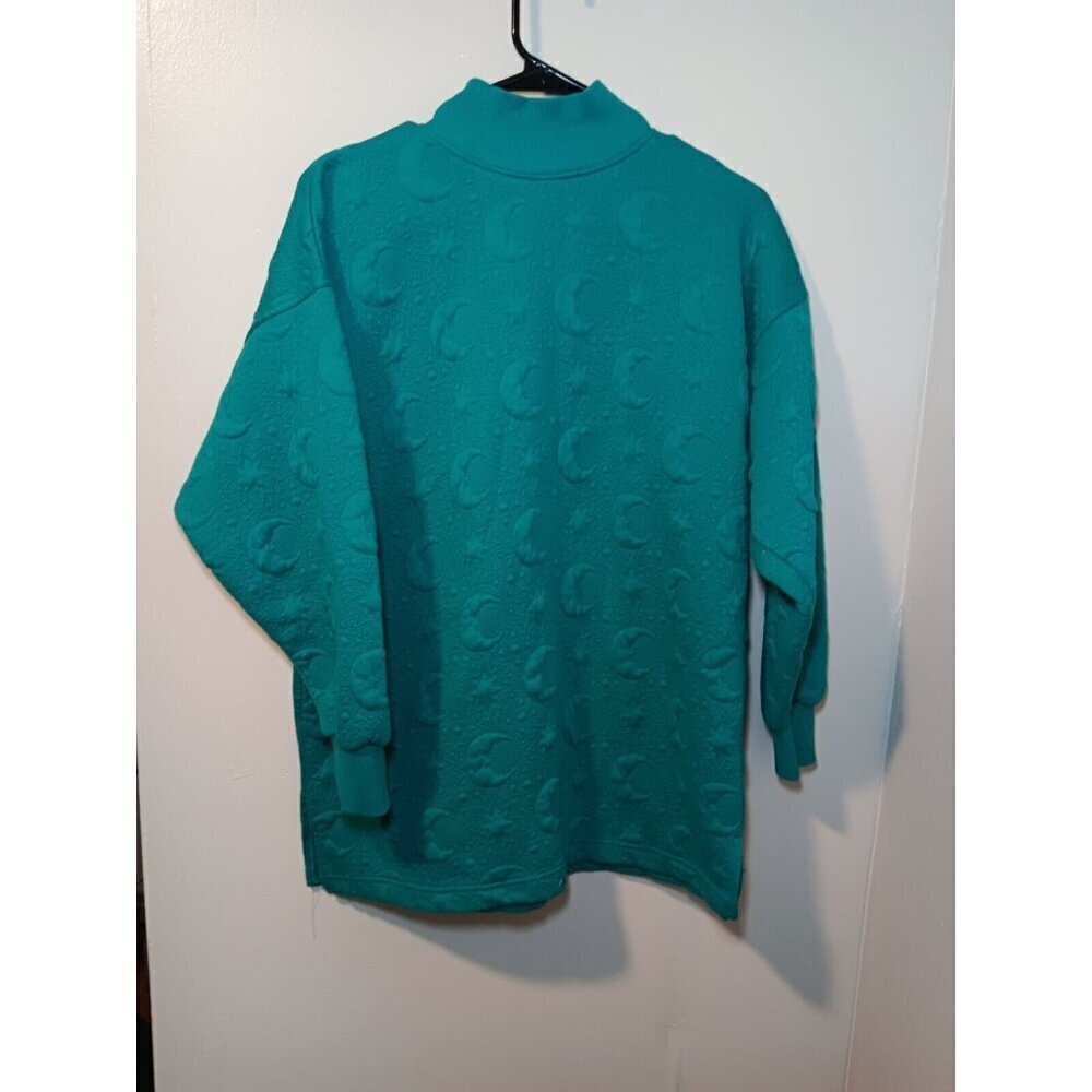 Vintage 80's Michael Carrie Medium Oversized 3D Moon And Stars Mock Neck Sweater